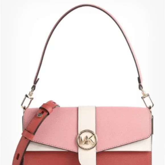 NWT Small Greenwich Michael Kors gold cinnamon pink hot pink crossbody - Picture 10 of 10